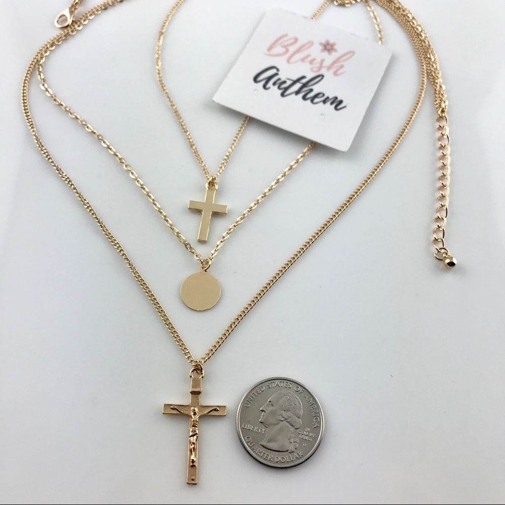 4 for $25⚡️multi layered coin cross necklace - Picture 2 of 4